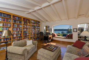 Eclectic Library with Standard height, Window seat, Built-in bookshelf 