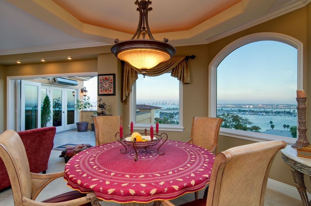 Mediterranean Dining Room with Arched window, Murray feiss f2112/3brb british bronze stirling castle 3 light bowl pendant