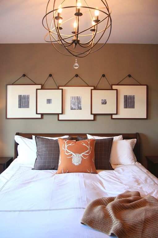 Contemporary Guest Bedroom with Foucault's orb chandelier 18" - rustic iron, Paint, Chandelier, Standard height