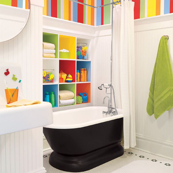 Cottage Kids Bathroom with Atlantis Tubs 3263VY Valley 32 x 63 x 23 - Inch Freestanding Soaking Bathtub, Wainscotting