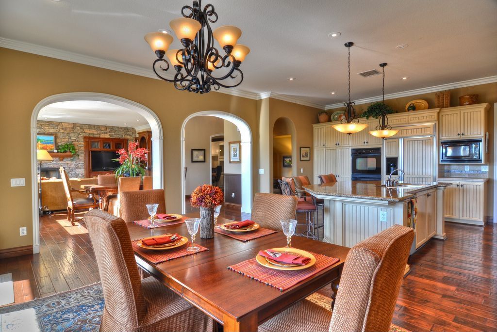 Eclectic Dining Room with Sure Fit Stretch Pique Long Dining Room Chair Two Piece Slipcover, Crown molding, Paint 1
