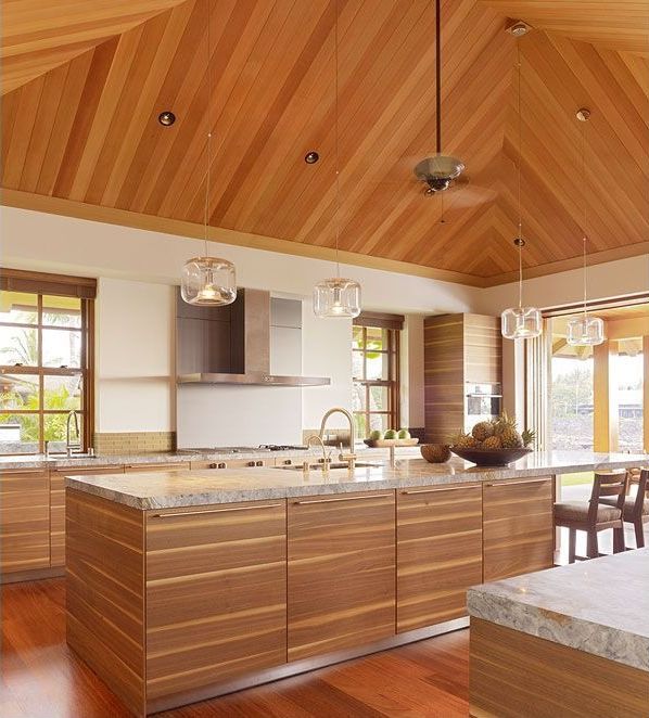 Contemporary Kitchen with full backsplash, High ceiling, European Cabinets, double-hung window, Kitchen island, Breakfast bar